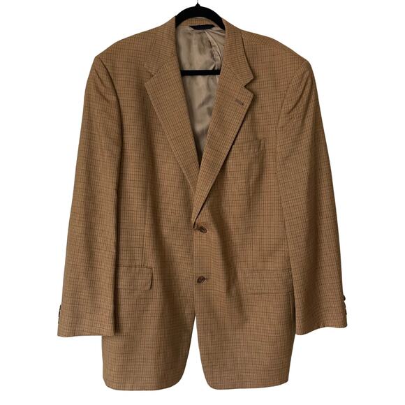 Burberry London Blazer Men 44L Brown Plaid Wool Union Made in USA Preppy Vintage - Picture 1 of 15